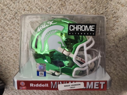 Magic Johnson Auto Michigan State Mini Helmet Beckett COA 