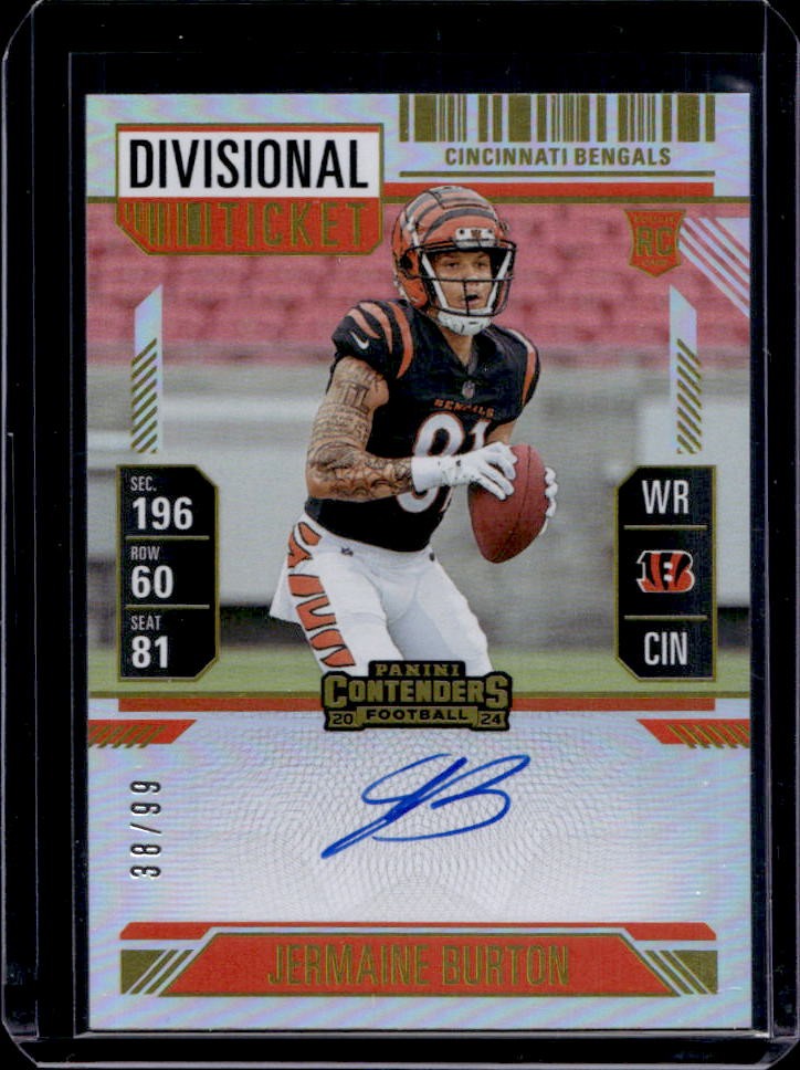 2024 Contenders Jermaine Burton Rookie Ticket RPS Auto RC Divisional #38/99