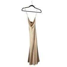 Show Me Your Mumu Verona Cowl Neck Slip Maxi Dress Gold Champagne Satin Small