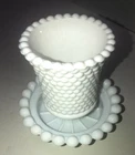 Hobnail Vintage Candlestick Holder White Hobnail Texture Decorative Milk Glass
