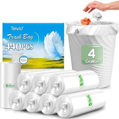 4 Gallon Clear Trash Bags 440 Count for Home Office Kitchen