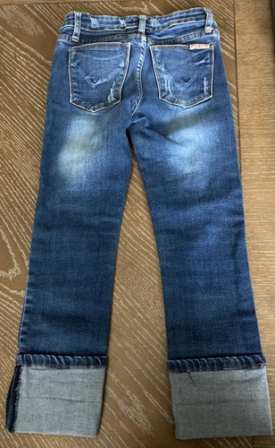 Hudson Jeans Girls' Blue Denim Straight-Leg Jeans with Cuffed Hem Size 10 - Picture 4 of 5