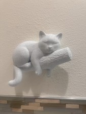 Sleeping Cat on Branch 9” Wall Sculpture Cute Animal Home Decor Cat Lover Gift