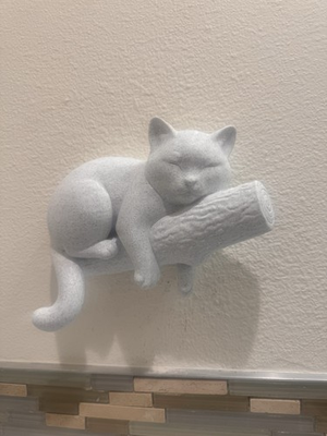 #ad Sleeping Cat on Branch 9” Wall Sculpture Cute Animal Home Decor Cat Lover Gift $39.99