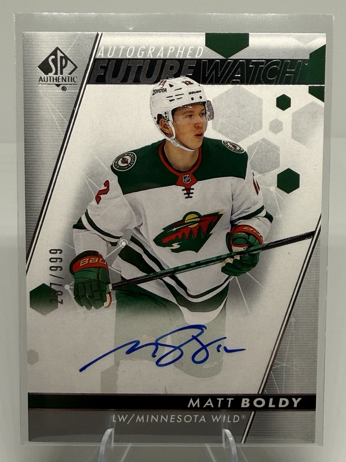 2022-23 SP Authentic Future Watch Auto Matt Boldy Rookie RC Auto /999 Wild