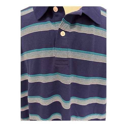 Harbor Bay HB Men's Golf Shirt 4XLT Tall Navy Blue Striped Polo Short Sleeve - Picture 2 of 6