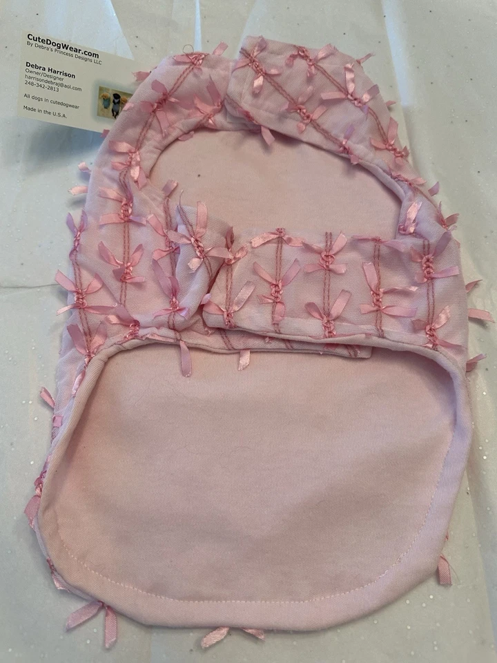 New Dog designer Pink Bows Dress Lined Cotton/ Polyester Fabric - Image 3 of 4