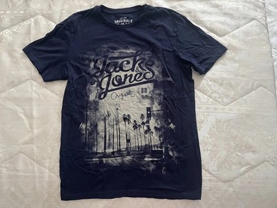 Jack & Jones Originals T-Shirt Navy mit Palmen-Print   Größe S, guter Zustand