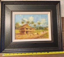 Pintura Ecuador Oswaldo Moncayo (1923-1984) vintage 15,5"x13"x2,5"