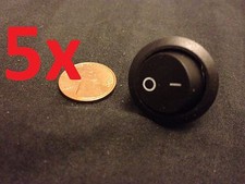 5x Switch 6A/250V 10A/125V black KCD1-105 SPST On-Off Panel Round Rocker A8