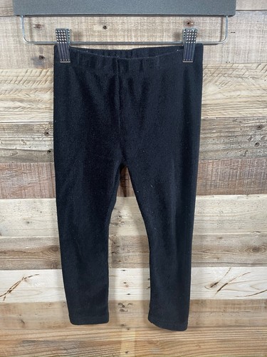 Black Velvet Corduroy Look Solid Girls 4T Leggings Stretch Pants Spandex Bottoms - Picture 2 of 8