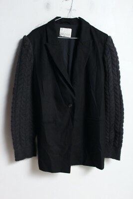 Hush Womens Oversized Contrast Knit Sleeve Blazer Jacket - Size 10/12 (e78)