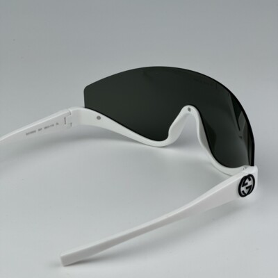 Gucci Men AUTHENTIC Sunglasses White Grey Shield Mask 