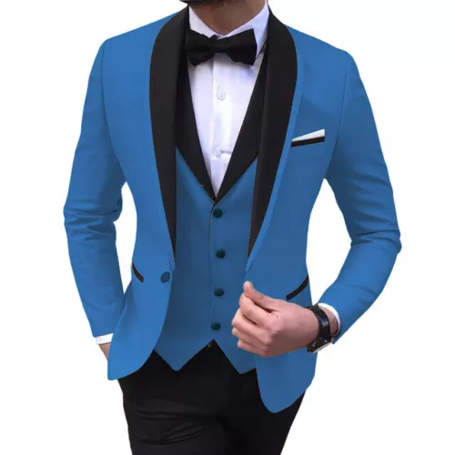 Traje de hombre 3 piezas formal boda fiesta esmoquin blazer + chaleco + pantalones 48 50 52 - Imagen 4 de 35