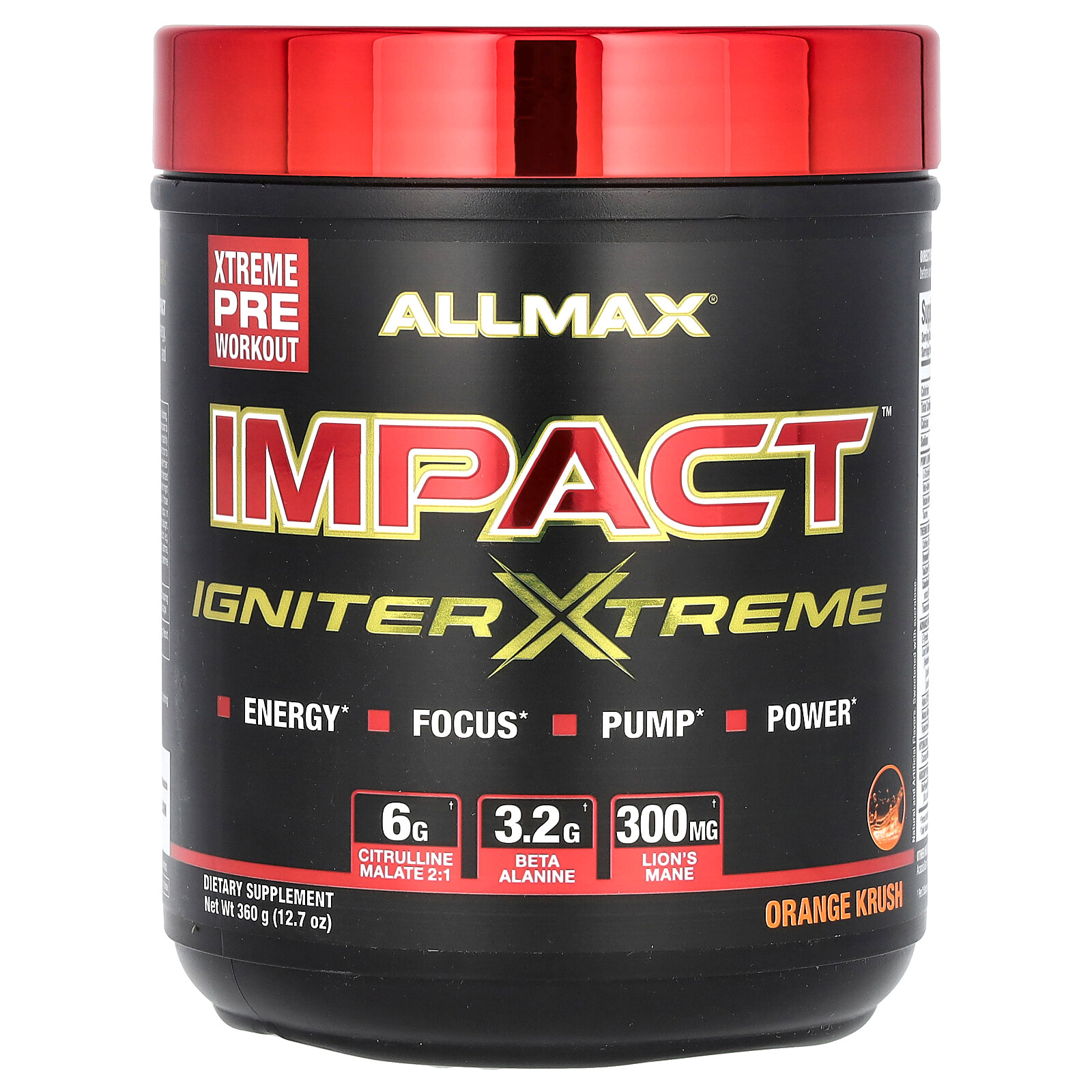 IMPACT IGNITER XTREME, для приготовления перед тренировкой, Апельсиновый сок, 12,7 унции (360 г)