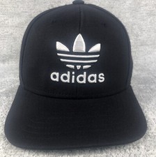 Adidas Black Emroidered Logo Baseball Hat Cap One Size Snap Back