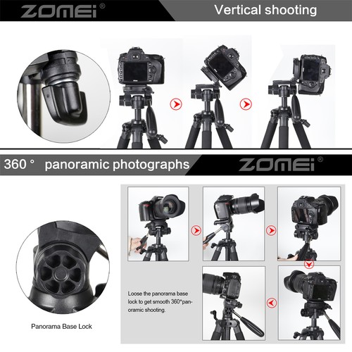 ZOMEI Q111 Professional Aluminium Portable Travel Tripod for Canon DSLR Camera - Picture 5 of 9