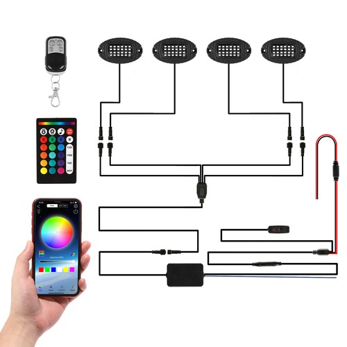 AUXBEAM 24 LEDs RGBW LED Luz de Roca Multicolor Tira de Neón Lámpara de Luz Inferior - Imagen 12 de 12