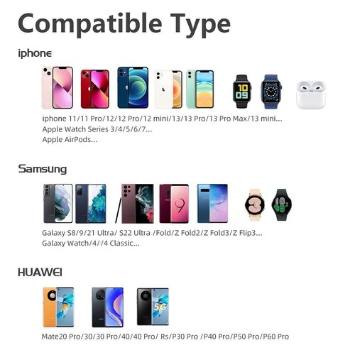 3 in 1 Foldable Wireless Charger Fast Charging For Samsung iPhone Watch Air pods - Picture 8 of 8