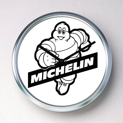 MICHELIN Wanduhr Edelstahl lautlos Quarzwerk Mann Höhle Garage Auto