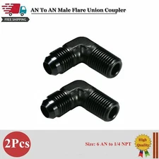 2Pcs -6 AN to 1/4 NPT Fitting Black Male 90 Degree Elbow Adapter For Fuel Line