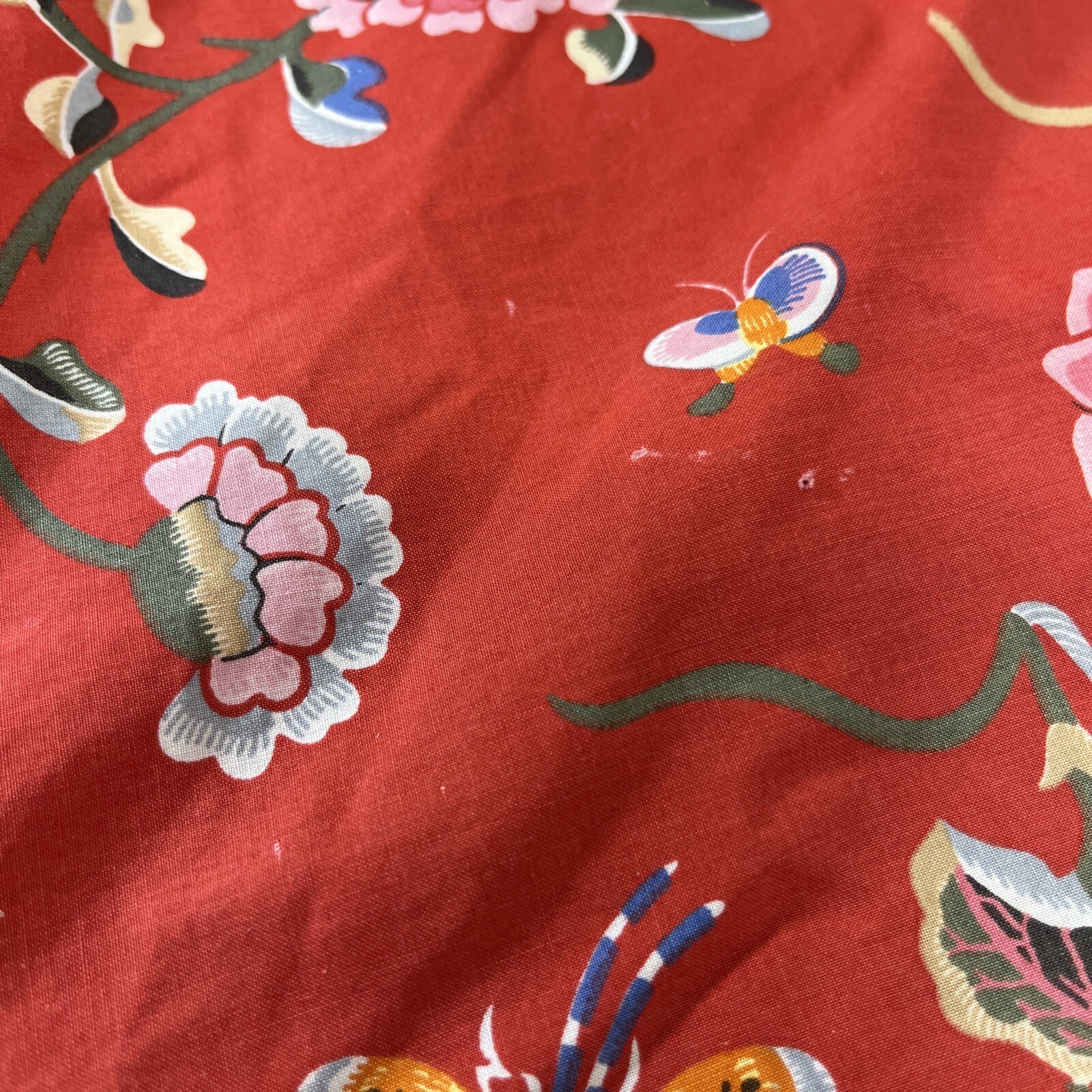 Ralph Lauren Euro Pillow Case Sham Red Floral Butterly Ruffle Trim