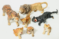 7 alte Elastolin ? Masse Tiere Figur Massetiere Massefiguren Tiger L&ouml;we L&ouml;wen
