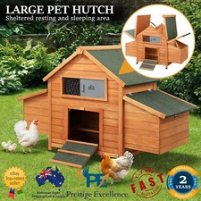 Chicken Coop Rabbit Hutch Large House Run Cage Wooden Outdoor Pet Guinea Pig NEW