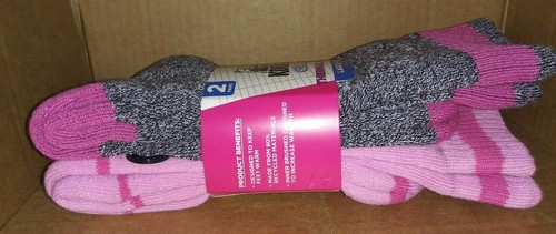 Kodiak Girls Black/Gray/Pink-ish Purple Large 4-10Thermal Socks 2 pair pack - Picture 2 of 5