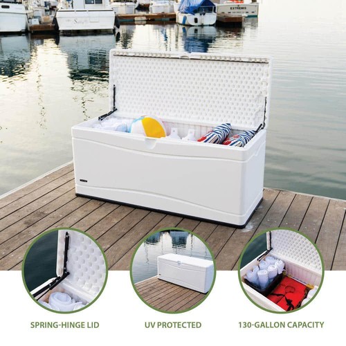 Harz Marine Dock Box wetterfest mit Griffen und Deckel langlebig 130 Gal. - Bild 15 von 24
