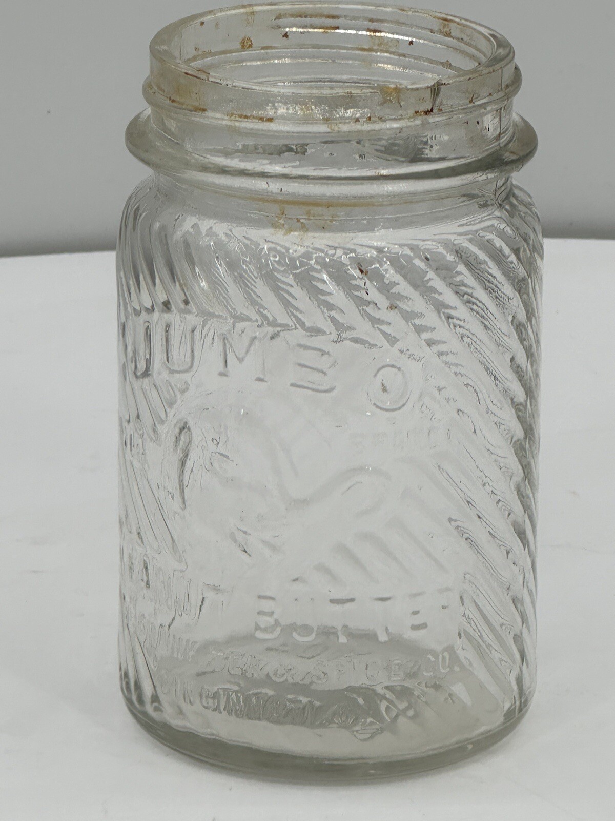 VTG Jumbo Peanut butter 1 Lb  6” Tall Frank Tea Co “Good Enuf For Me” CHIP