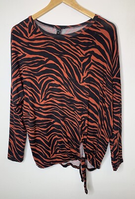 New Look Langarmshirt Animal-Print vorne zum Binden Relaxed UK 12