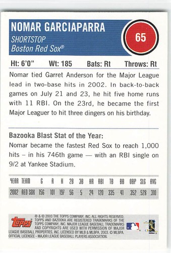 Cartes de baseball Nomar Garciaparra - cartes de base, inserts, etc. - Vous choisissez - Photo 103 sur 177