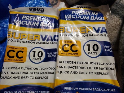 2-New Veva Advanced Filters Super Vac Vacuum Bags Style CC 10 Pack, 20 Bags 