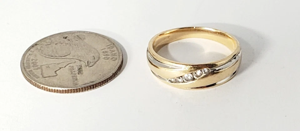 Lote de anillos de boda vintage de diamantes de 0,2 quilates tallados en arte de oro amarillo de 14 K ~10 Foto 3 de 4