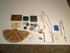 Vintage Religious Items - Pope Keychains, Rosary, Necklace, Medals and More