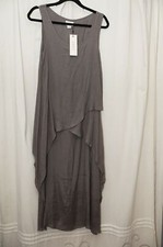 Exist New Dress Womens Medium M Gray Sleeveless Round Neck Midi Ruffles
