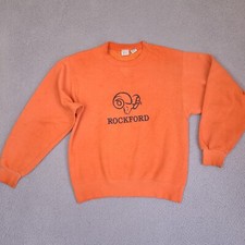 Vintage Rockford Rams MJ Soffe Sweatshirt Adult Small Orange Made In USA Crew