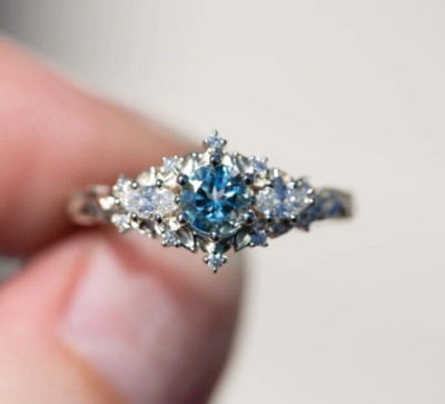 Aquamarine Ring, 925 Sterling Silver Ring, Engagement Ring, Unique Bridal Ring