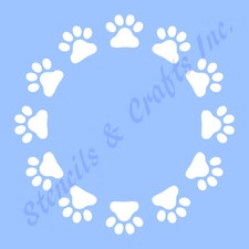 PAW PRINTS CIRCLE STENCIL DESIGN PAINT ART PAWS CRAFT SCRAPBOOK TEMPLATE NEW