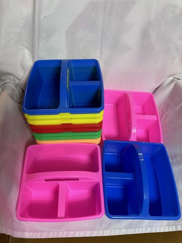 Kids School Organizer Craft Caddy 3 Compartment 8" Stackable with Handles (12) - 第 1/2 張圖片