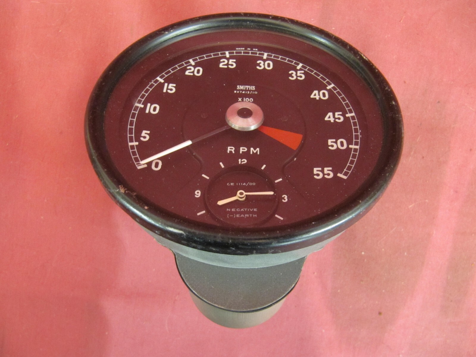 Smiths Jaguar Series 1 XKE Early Tachometer Revcounter with Clock