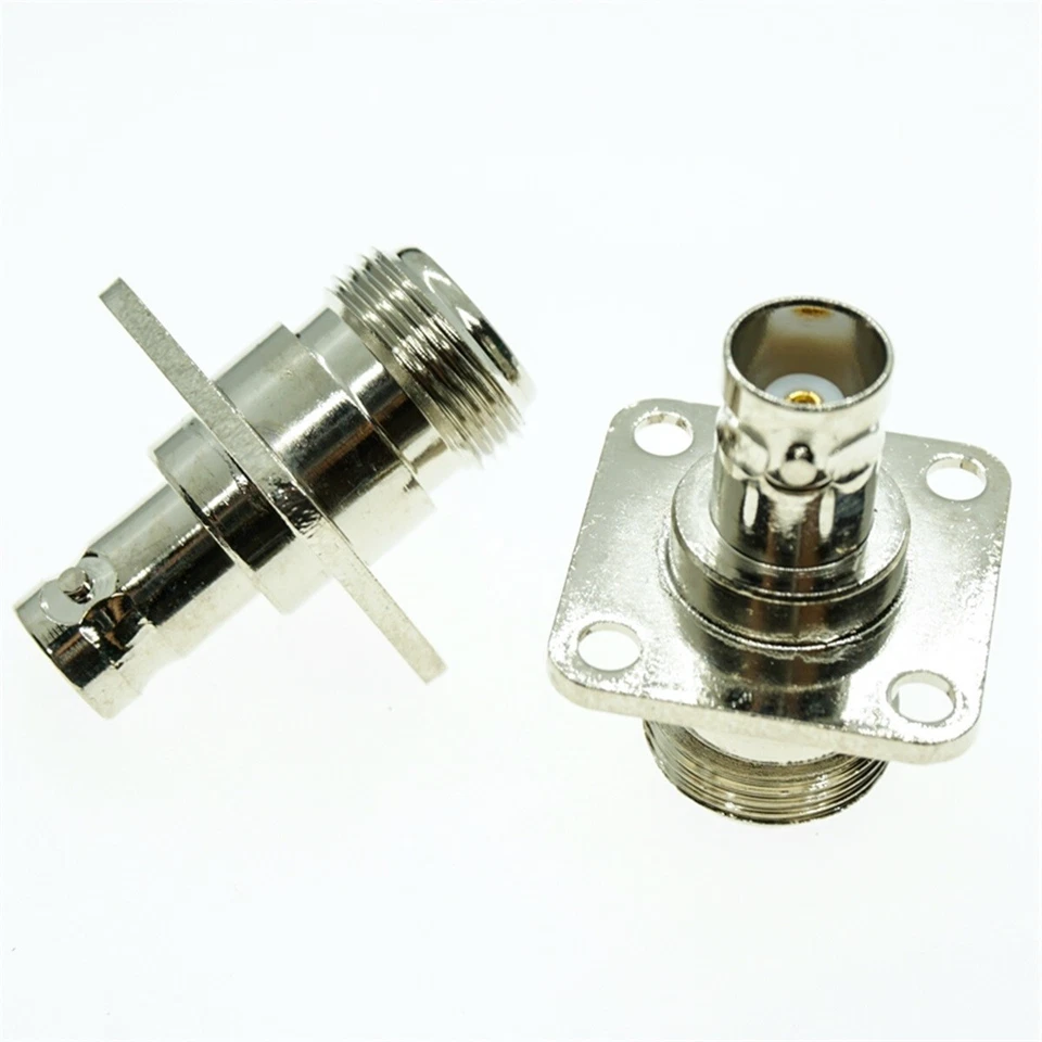 Connector Adapter BNC Female to N Female Jack 4 Holes Flange for Radio Coaxial - Image 2 of 3