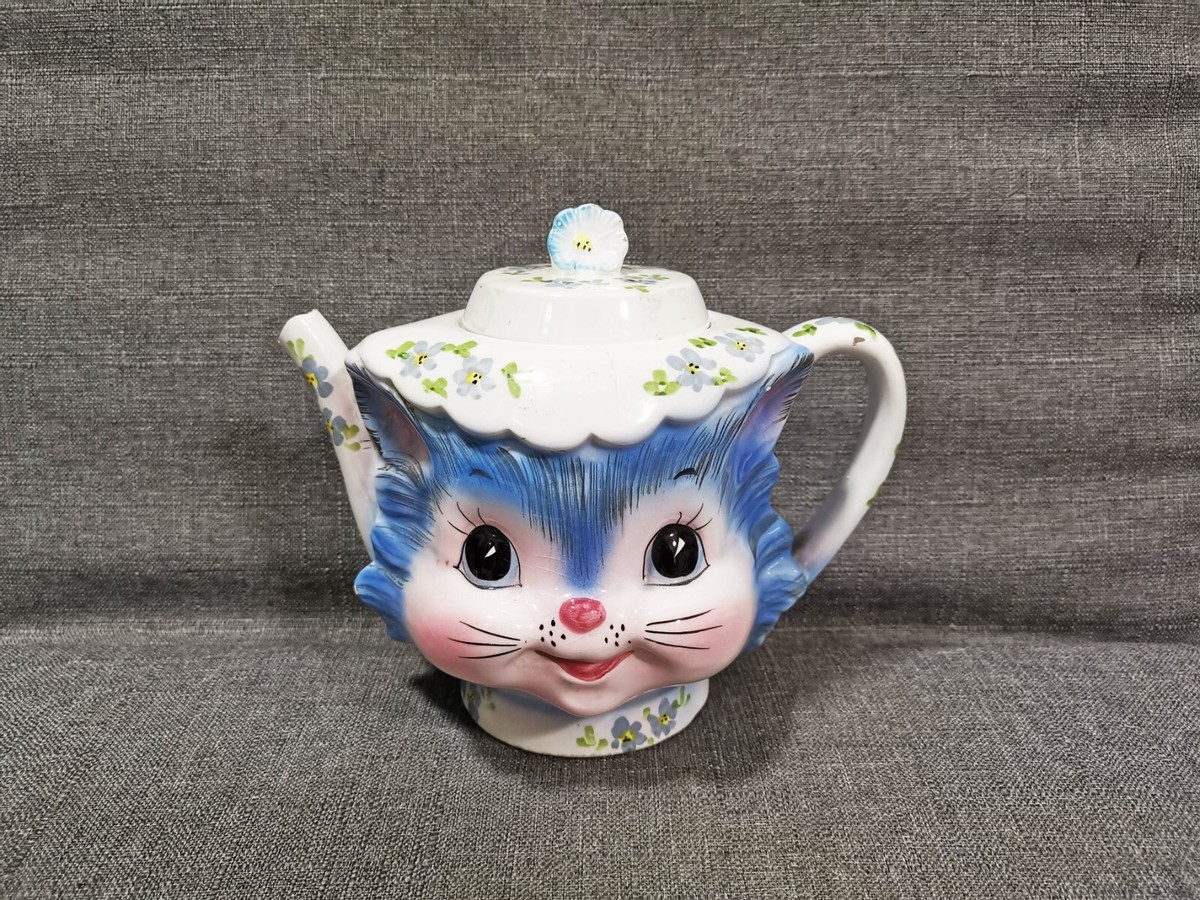 vintage cat teapot miss priss レトロ ヴィンテージ Vintage ceramic kitsch royal big eye kitty cat Miss Priss lefton