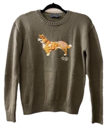 155 Ralph Lauren CORGI Dog Intarsia Knit Sweater Jumper