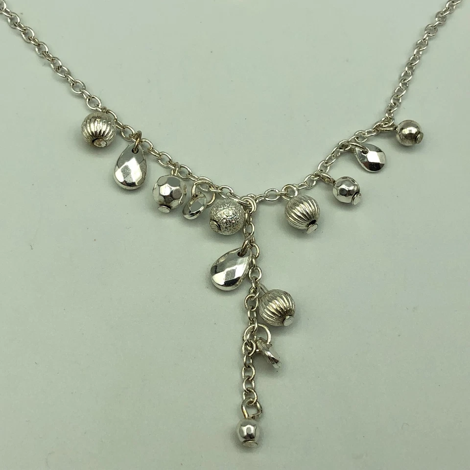 AVON Charm Bead Necklace Choker Silver Tone Y-Drop Party Pretty Christmas Retro - Image 3 of 4