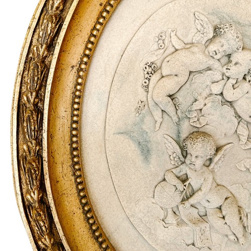 French Wall Plaque With Winged Cherubs by Mme Leon Bertaux 21" x 17" - Picture 7 of 10