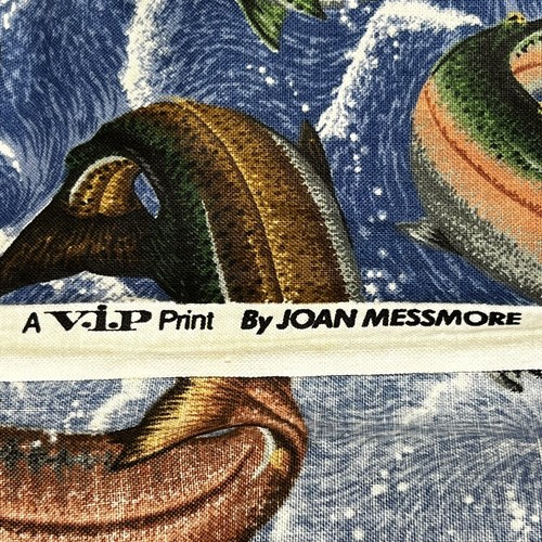 V.I.P. Fabric Blue Fishing Joan Messmore Cranston Print 43”x28” - Picture 5 of 7