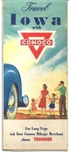 VTG 1940s CONOCO OIL GAS COMPANY TOURING TRAVEL MAP of Iowa VF