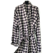 Harley Davidson Robe Unisex Mens Size Small 100 Cotton Plaid Black White